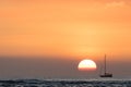 Sailboat at sunset Oahu Hawaii Royalty Free Stock Photo