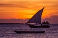 Sunset sail near Zanzibar Island Royalty Free Stock Photo