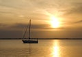 Sunset with sailboat Silhouette Royalty Free Stock Photo