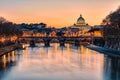 Sunset at Saint Peter's Basilica in Vatican City State Royalty Free Stock Photo