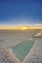 Sunset in Salinas Grandes in Jujuy, Argentina. Royalty Free Stock Photo