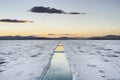 Sunset in Salinas Grandes in Jujuy, Argentina. Royalty Free Stock Photo