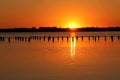 Sunset at Salt lake in Eupatoria, Crimea Royalty Free Stock Photo