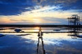 Sunset on Salt Pan Royalty Free Stock Photo