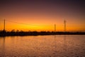 Sunset on saltpan Royalty Free Stock Photo