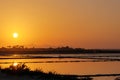 Sunset at the saltpans of Marsala Royalty Free Stock Photo