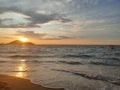 Sunset in samudera beach singkawang city Royalty Free Stock Photo
