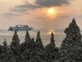 Sunset and sand castle at Ao Phrao beach