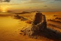 Sunset on sand dune in the sahara desert Royalty Free Stock Photo