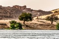 Sunset, Sand dunes on the Coastline of the Nile river part called First Cataract, Aswan Egypt Royalty Free Stock Photo