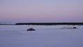 Sunset at Sandon island iceroad  in Lulea archipelago in Sweden Royalty Free Stock Photo