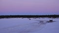 Sunset at Sandon island iceroad  in Lulea archipelago in Sweden Royalty Free Stock Photo