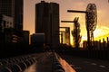 Sunset on Sandridge Bridge in Melbourne Royalty Free Stock Photo