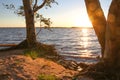 Sunset on the sandy beaches of the Uruguay River Royalty Free Stock Photo