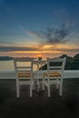 Sunset at Santorini island, Magic Romantic Setup