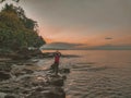 beach, sea, water, coconut trees, beach atmosphere, and other natural beauty Royalty Free Stock Photo