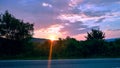 Sunset scape on a mountain road