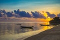 Sunset scene of fisherman boat