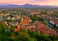 Sunset scene of Ljubljana skyline