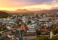 Sunset scene of Ljubljana skyline