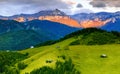 Sunset scene over Bucegi Mountains in Romania