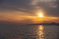 Sunset scene at Paleo Faliro beach in Athens Greece