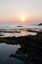 Sunset scene at Tanah Lot beach in Bali Indonesia sea Royalty Free Stock Photo