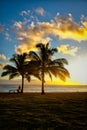 Sunset Scene at Tropical Beach Resort Royalty Free Stock Photo
