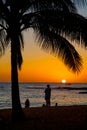 Sunset Scene at Tropical Beach Resort Royalty Free Stock Photo