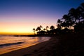 Sunset Scene at Tropical Beach Resort Royalty Free Stock Photo