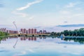 Sunset scenery of Bridge in horse head shape in Inner Hohhot, Mongolia Royalty Free Stock Photo