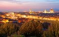 Sunset scenery from Piazzale Michelangelo Square in Florence with Ponte Vecchio Bridge over Arno River Royalty Free Stock Photo