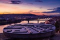 Sunset scenery on the prague bridges from Vysehrad