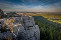 Sunset scenic view on cliff of Table mountains Royalty Free Stock Photo