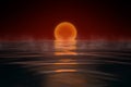 Sunset at a science fiction planet water world