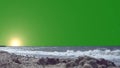 Sunset on sea animation on green background