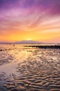 Sunset sea beach sky landscape. Beautiful sun light reflection Royalty Free Stock Photo