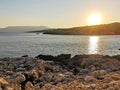 Sunset on sea with beautiful rock formations