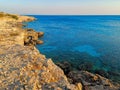 Sunset on sea with beautiful rock formations