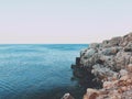 Sunset on sea with beautiful rock formations