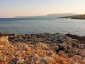 Sunset on sea with beautiful rock formations