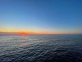 sunset on the sea with blue skies in nature journey boat trip