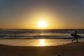 Sunset on the sea coast is ideal for evening surfing