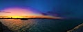 Sunset, sea and colours in the touristic harbor of Civitanova Marche Royalty Free Stock Photo