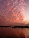 Sunset on the sea sunset fishermen`s daily life beautiful scenery on the sea