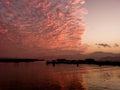 Sunset on the sea sunset fishermen`s daily life beautiful scenery on the sea