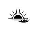 Sunset at sea icon new black trendy design style on white background. Royalty Free Stock Photo