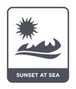 sunset at sea icon in trendy design style. sunset at sea icon isolated on white background. sunset at sea vector icon simple and