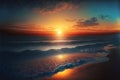 Sunset sea landscape. Colorful beach sunrise with calm waves. Sunrise over the sea and beautiful clouds. Nature sea sky. Sunrise Royalty Free Stock Photo