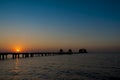 Sunset with sea and long bridge, thailand Royalty Free Stock Photo